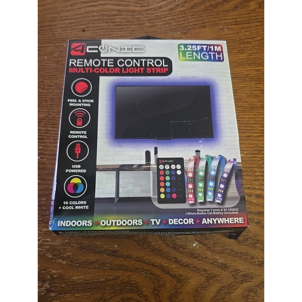 ACONIC‎ Remote Control Multi-Color Light Strip Indoor/Outdoor 3.25 Ft/1M, NEW